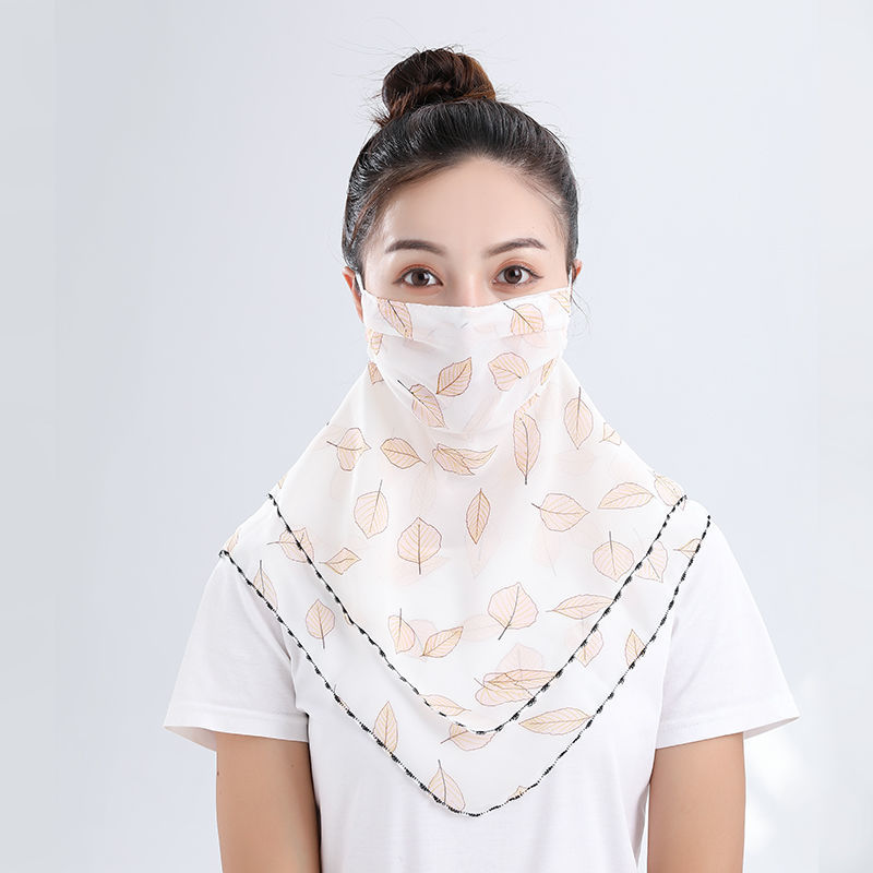 【精选直发】夏季防晒三角巾丝巾面纱护颈女挂耳薄款遮阳户外面罩卡尼