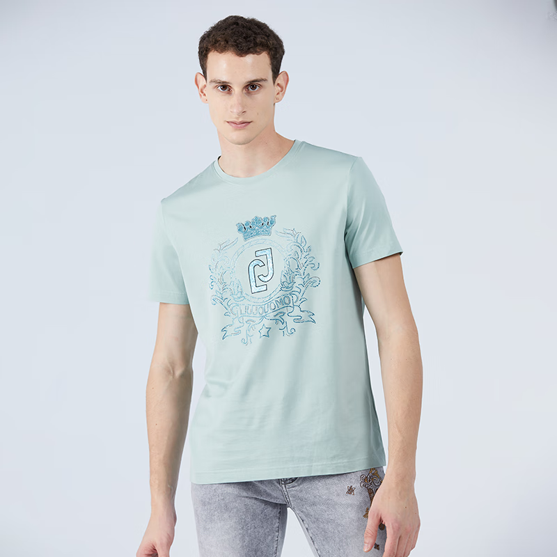 liu·jo uomo简约薄荷绿休闲t恤夏季舒适棉质圆领短袖男士 薄荷绿 46