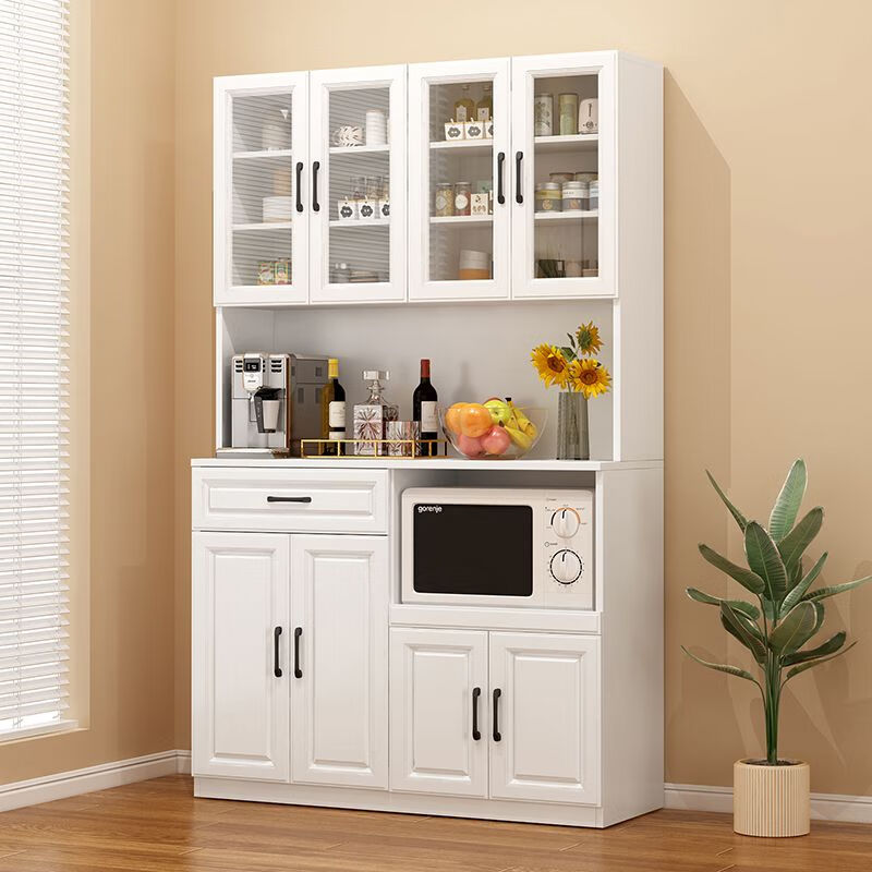 奢概念2025新款餐边柜一体靠墙高低柜子简易茶水柜客厅置物柜厨房储物柜 B款高级灰+暖白 现货即发 送货入户