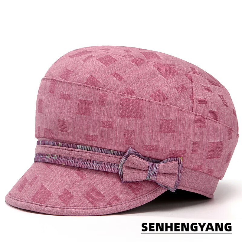 老年人帽子女奶奶休闲软布帽款鸭舌帽薄款韩版时装帽y 皮粉色ymf6614