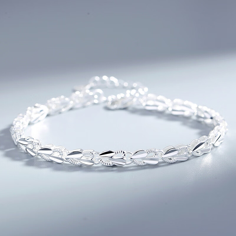 奥洛黛娅心心相印999银手链女新款ins小众手饰闺蜜送女友情人节生日