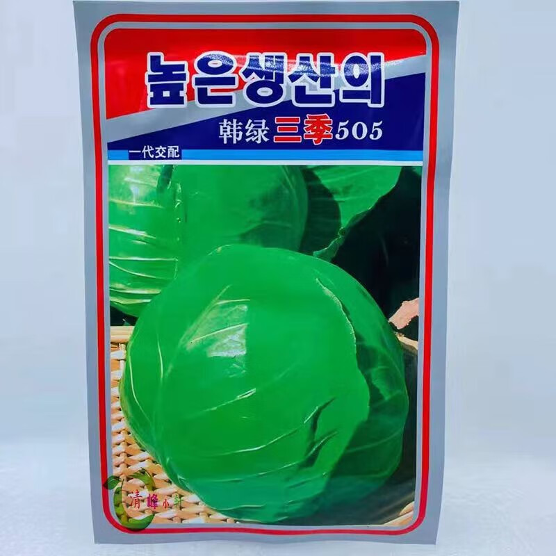 一袋交配早熟圆球甘蓝种子韩绿三季505结球甘蓝包菜种春夏秋种子 原厂