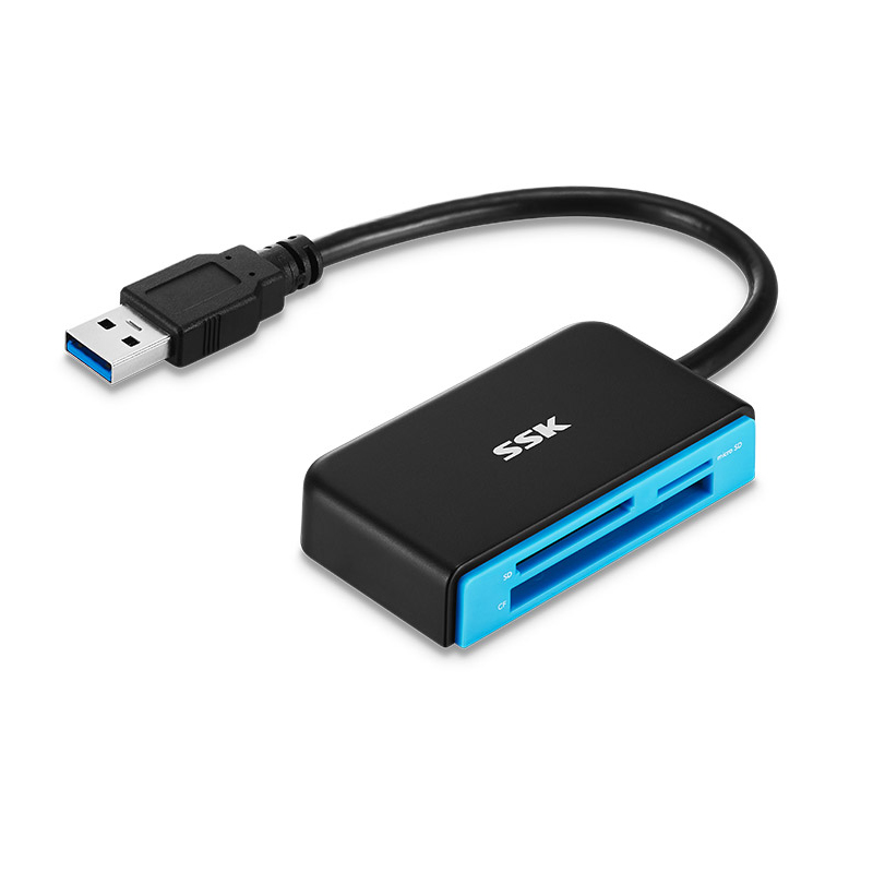 SSK飚王 读卡器多功能USB 3.0高速读取 支持TF/SD型相机行车记录仪安防监控内存卡多口SCRM330