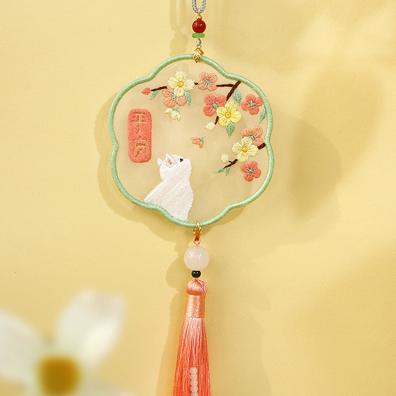 玩控 平安福手工刺绣手工diy汽车挂件平安符自己绣材料包手作自制礼物