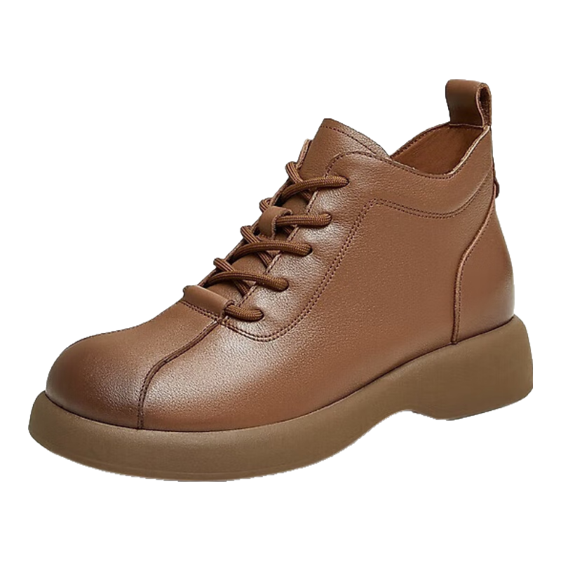 天美意女靴加絨短靴厚底百搭女馬丁靴時尚女鞋