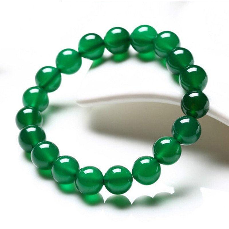 慈灵阁绿玛瑙手链 男女水晶绿玉髓手串 情侣时尚吉祥饰品送闺蜜礼物