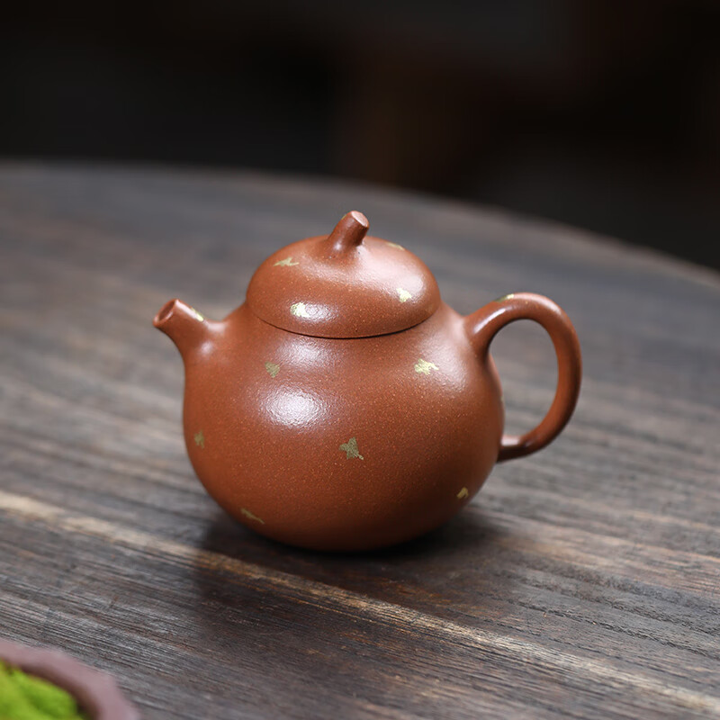 宜砂匠心宜興紫砂壺正宗手工泡茶壺創(chuàng)意中式茶具原礦降坡泥茄瓜壺180ml 降坡灑金茄瓜 180ml