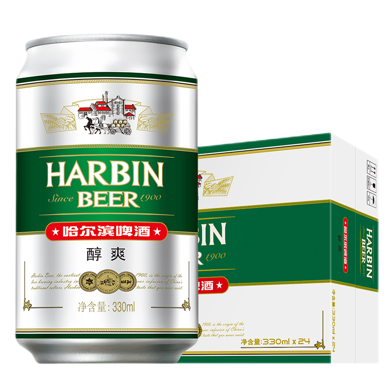 哈尔滨（Harbin）醇爽啤酒 330ml*24听 整箱装 39.51元