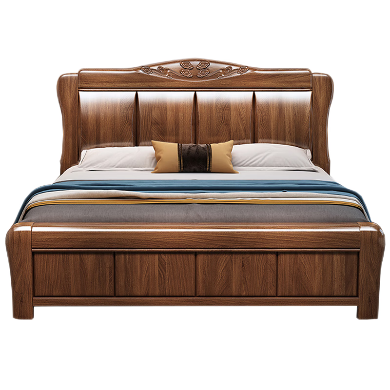 ESF 宜眠坊 主卧床 双人床1.8米2米中式实木床1.5×2米工厂直销MJ-9995框架床 1.8米框架床