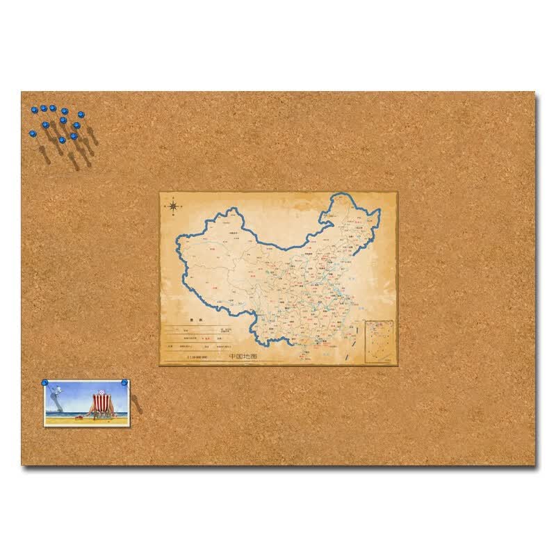 旅游足迹照片墙小地图可定制不同尺寸适合毛毡软木板表面扎钉标注 中国小地图 独立+竖版55*64厘米+单张油画布地图无外框