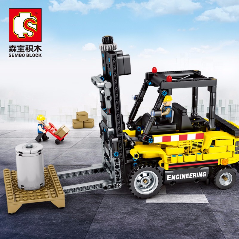城市兼容乐高工程车拼插玩具男孩拼装模型积械密码工程系列叉车703600