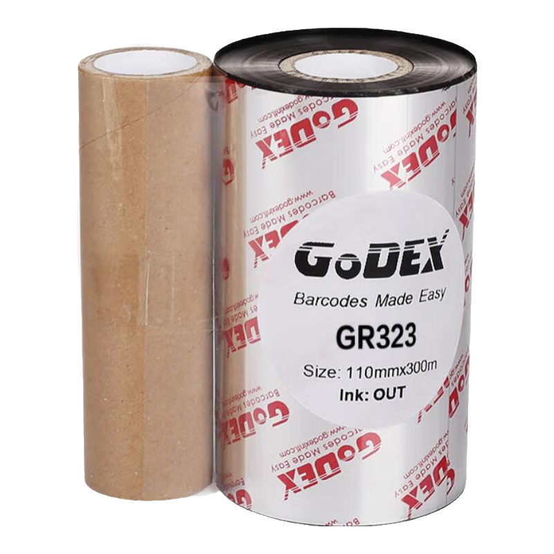 GODEX科誠(chéng) 熱轉(zhuǎn)印蠟基碳帶黑色 條碼碳帶110mm*300米 25軸 適用于條碼打印機(jī) GR323 增強(qiáng)樹(shù)脂基碳帶 黑色雙軸