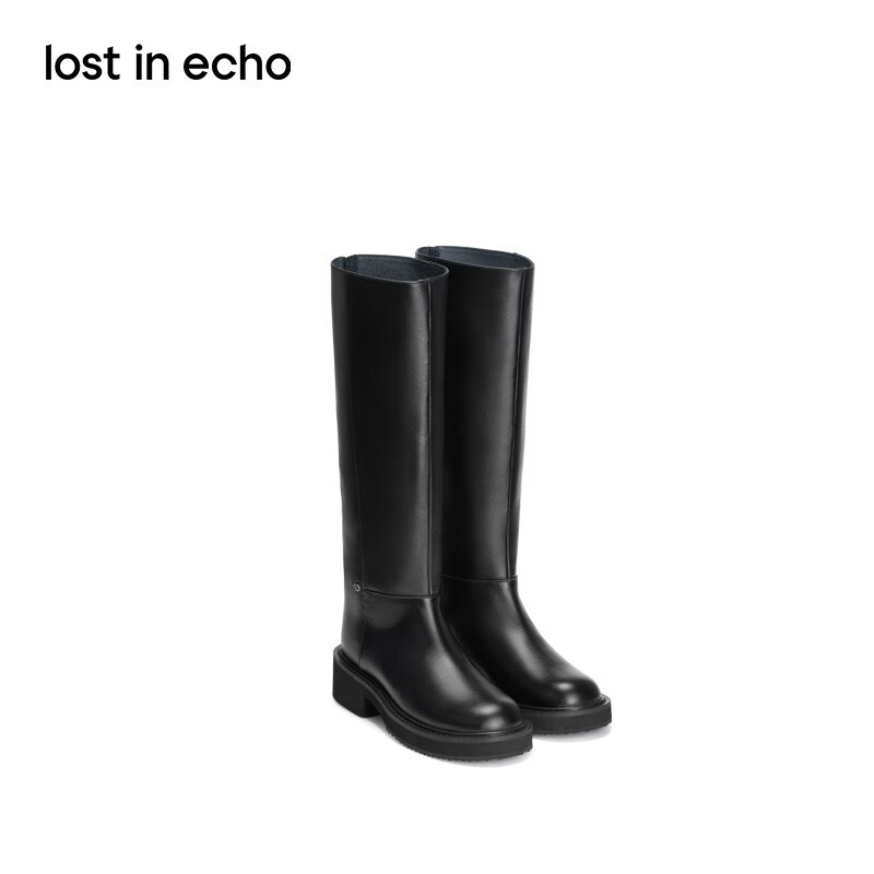 lost in echo设计师品牌圆头牛皮高筒骑士靴长筒靴 黑色 38高性价比高么？