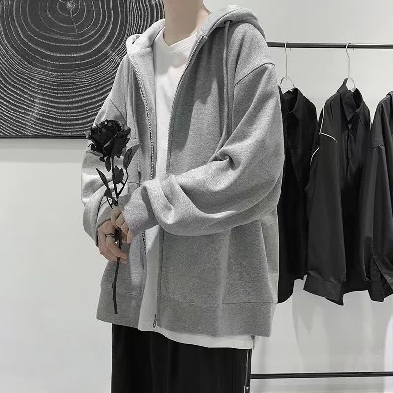 嘉晔美式潮牌拉链开衫卫衣外套秋季男连帽2023新款潮牌ins港风开衫衣 纯灰外套 XL使用感如何?
