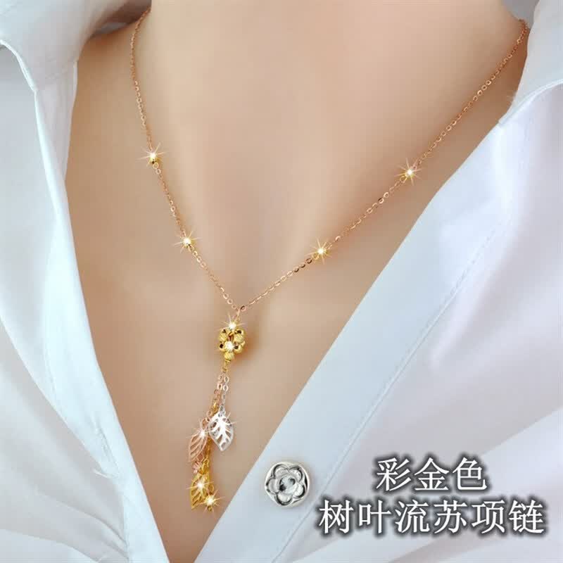 kerla520礼物925镀彩金流苏项链女彩银吊坠简约日韩银饰送女友生日 彩