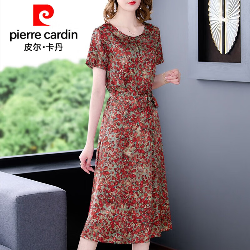 2024夏季新款气质洋气中年母亲桑蚕丝裙子 广州十三行连衣裙-图片色