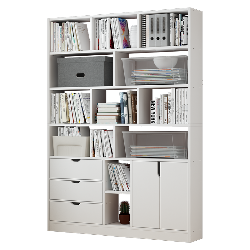 第一森林书架落地柜文件柜办公室书柜板式简约书架组合储物收纳柜子 【店长推荐五门款】暖白色120cm 组装