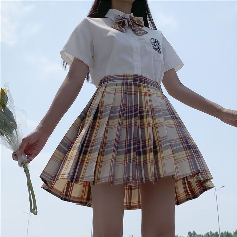 yuda原创jk制服裙正统套装全套学院风百褶裙女夏学生校服温柔一刀格裙