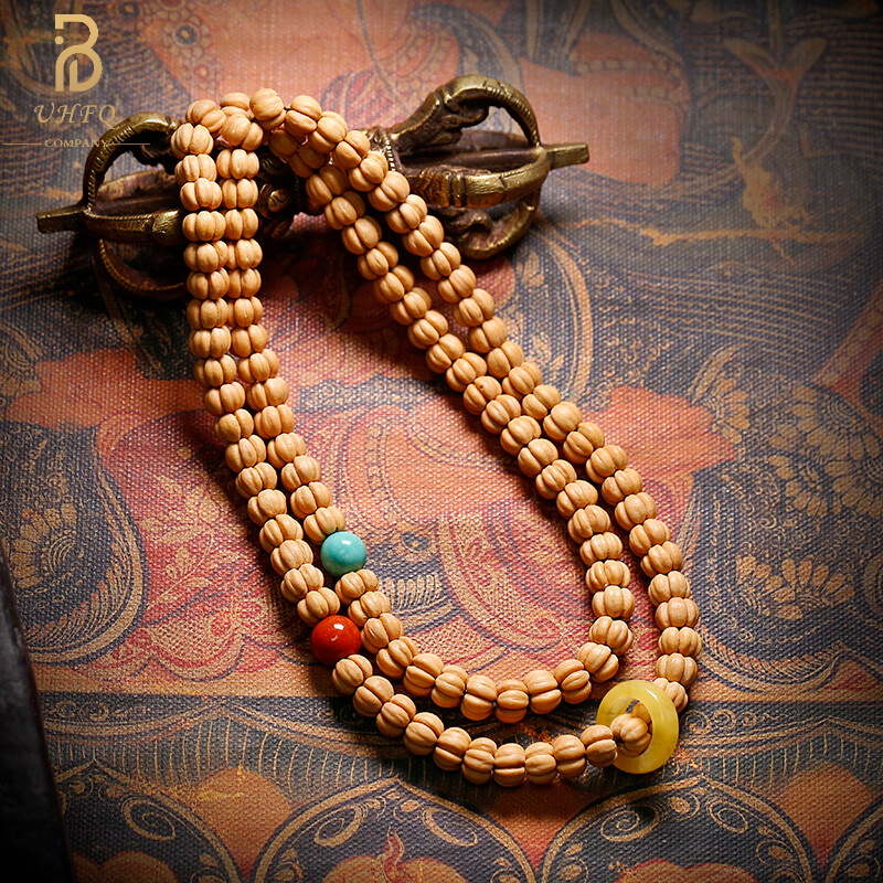 子手串男女手链108颗佛珠项链原创蜜蜡跑环配饰藏式 五福菩提-蜜环