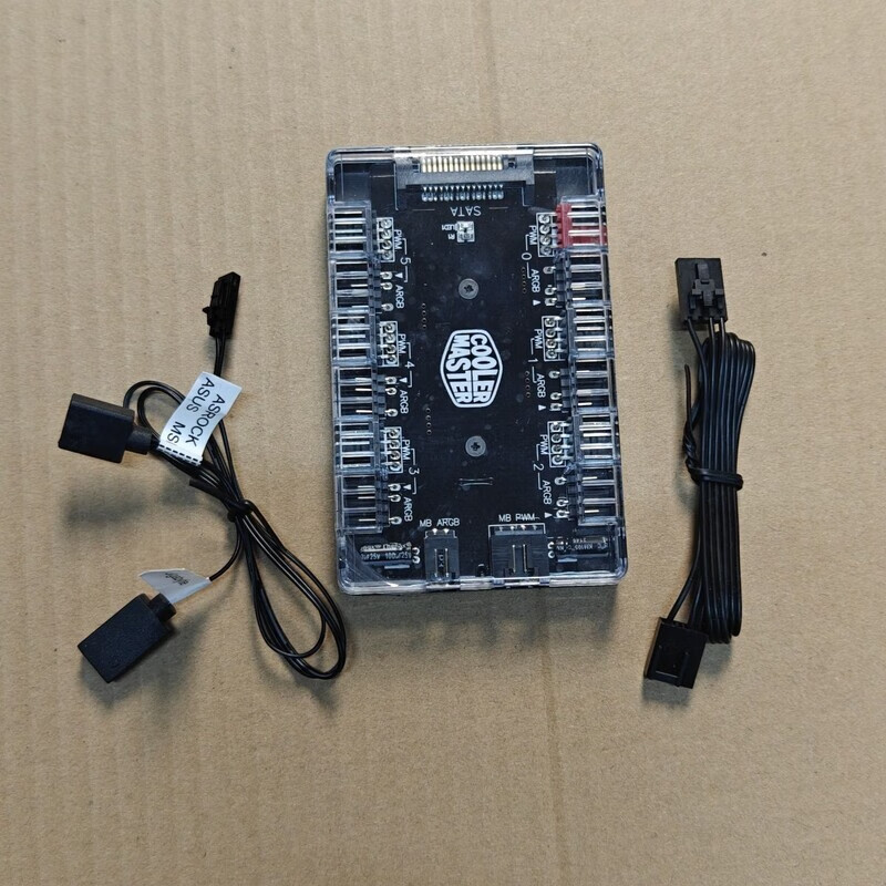 瓦尔基里集线器酷冷PWM风扇机箱水冷风扇5V ARGB6口双路集线 酷冷集线器+2条线