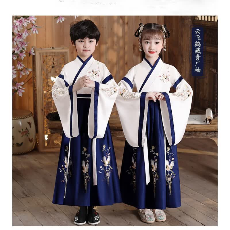瑄妮薇汉服男童国学服中国风古装书童服装儿童演出服小学生 云鹤广袖男款 120cm属于什么档次？