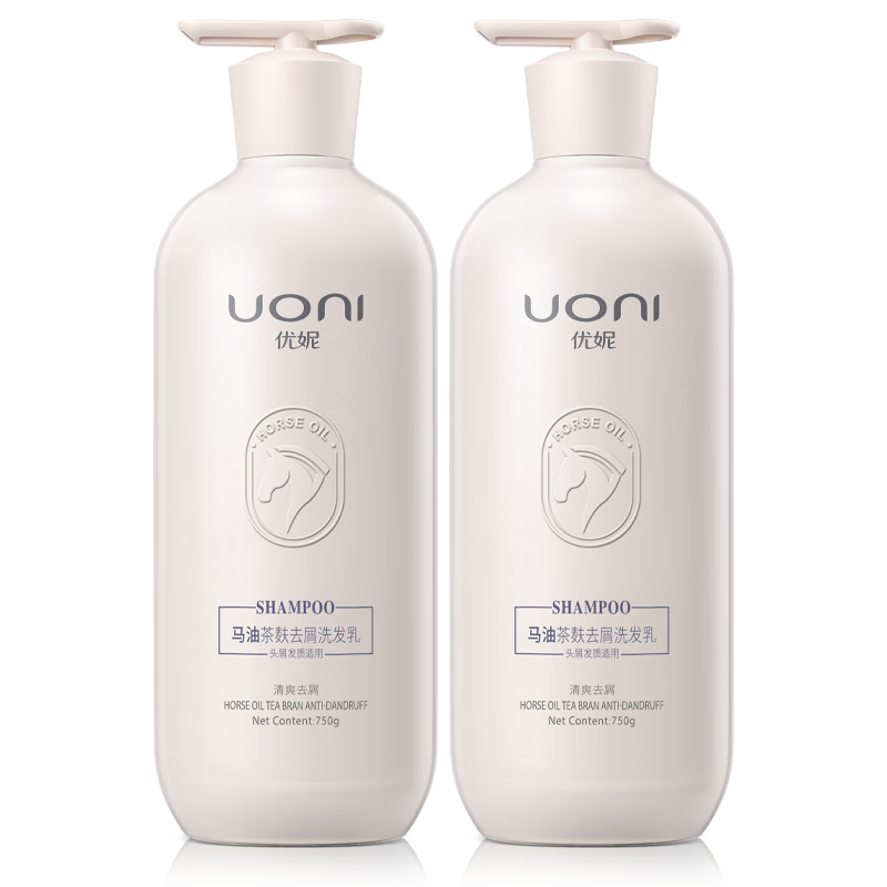 优妮马油洗发水套装沐浴露护发素家庭大瓶去屑控油柔顺留香洗头膏男女 【去屑清爽】茶麸洗发水750g*2瓶 大瓶家庭装