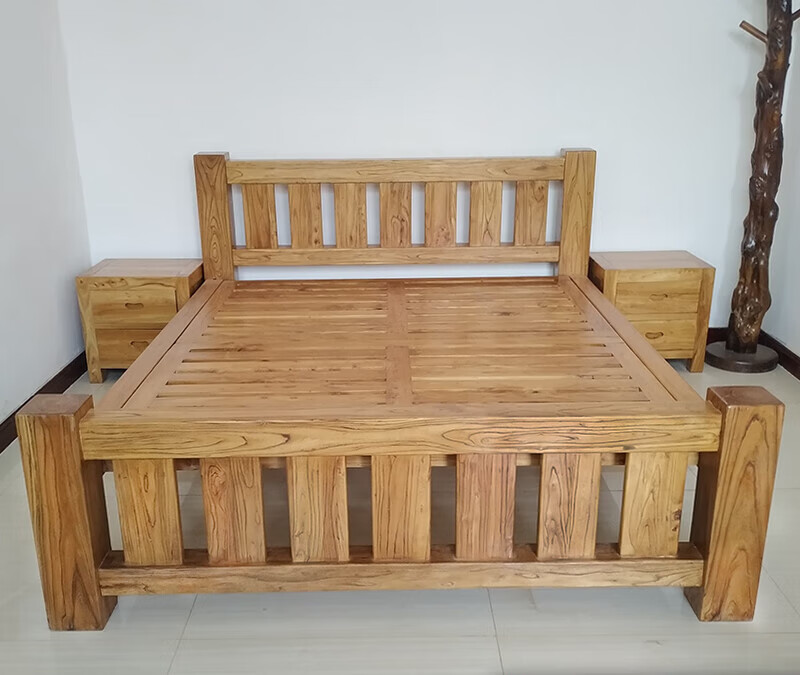 柏诗欧(boshiou)老榆木床全实木床木头床老榆木床实木家用榫卯大床