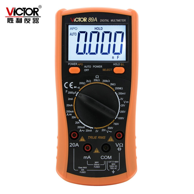 胜利仪器(victor)vc89a 高精度数字万用表 测电压电阻电容二极管
