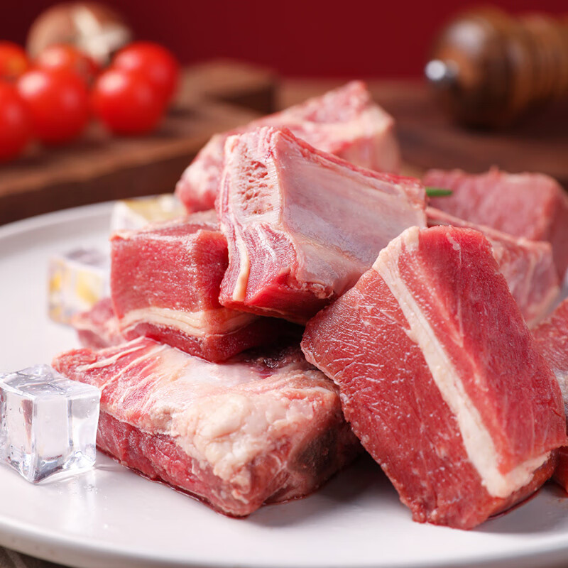 青草家牛肉带骨牛排切块红烧牛脖骨满肉熬汤烧烤火锅食材 带骨牛排切块2500g*1