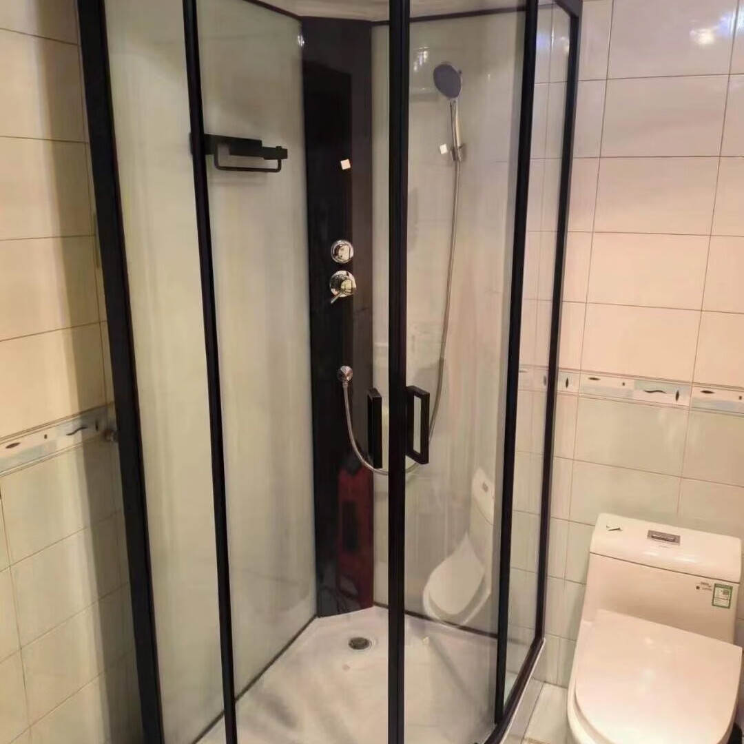 豹龙l型整体淋浴房隔断家用一体沐浴房防水保温移门滑轮钢化玻璃 100*