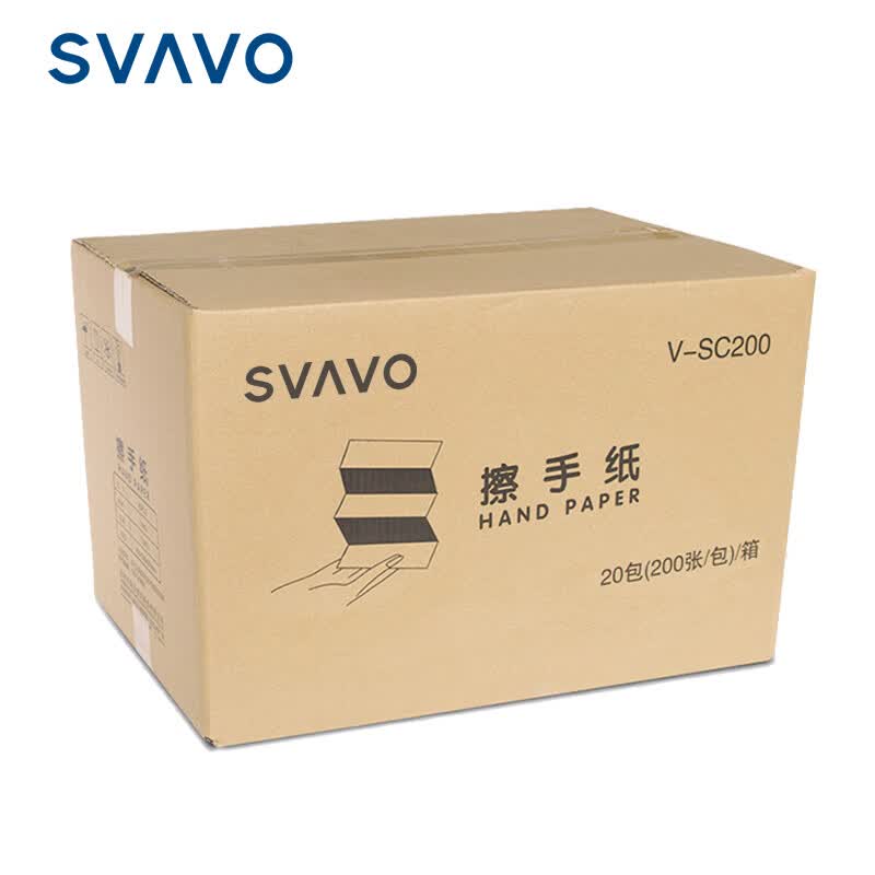 瑞沃（SVAVO） 擦手纸 洗手间卫生抽纸 商用纸抽 酒店专用擦手纸巾 舒适手感 1层 200张*20包 整箱装 擦手纸盒纸V-SC200