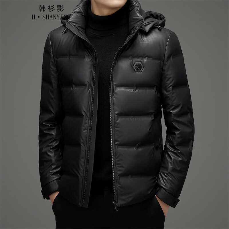 韩衫影(H·SHANYING)羽绒服男2023冬季短款白鸭绒可拆卸帽加厚防风保暖外套男装 黑色 170高性价比高么?