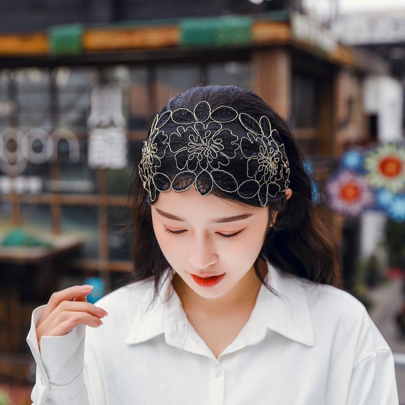 遮白发头饰神器发箍 发带遮白头发的头箍韩国宽边带齿防滑高韧性蕾丝