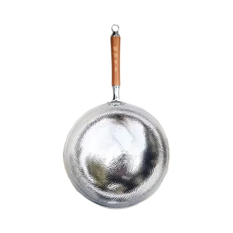 正宗章丘钛锅纯钛锅炒锅炒菜锅手工锻打无涂层不粘锅章丘手工铁锅 纯钛锅口径34cm送木盖不锈钢铲勺