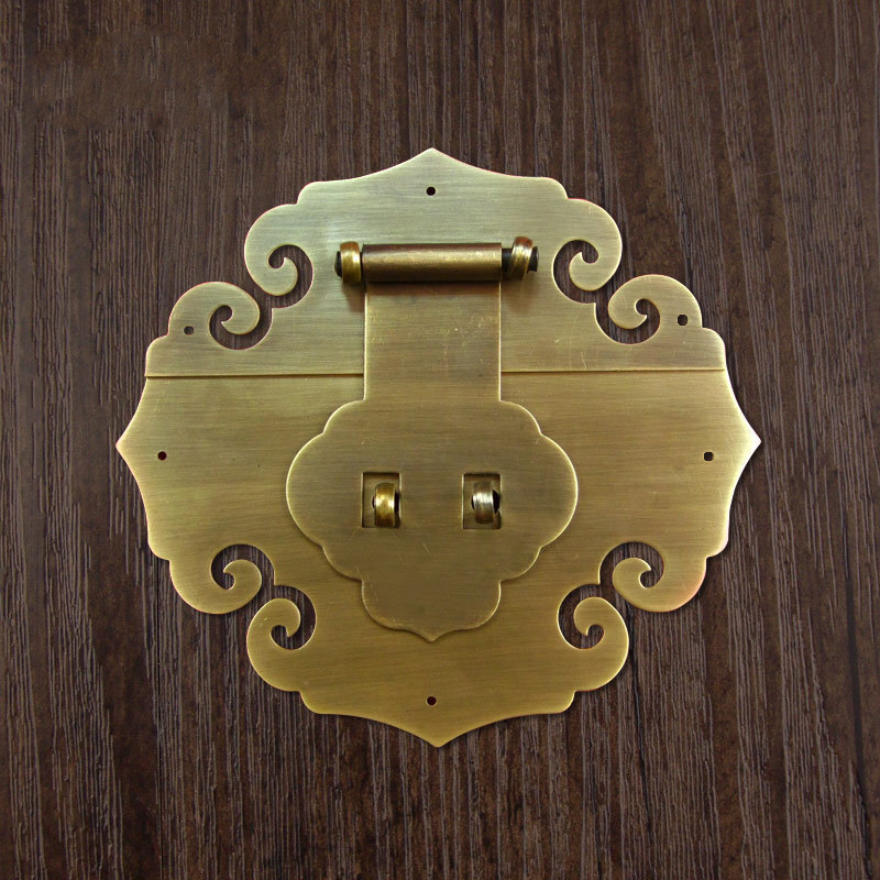 快勤祥云铜家具锁扣仿古锁牌五金铜配件搭扣樟木箱锁扣铜大箱扣 小号