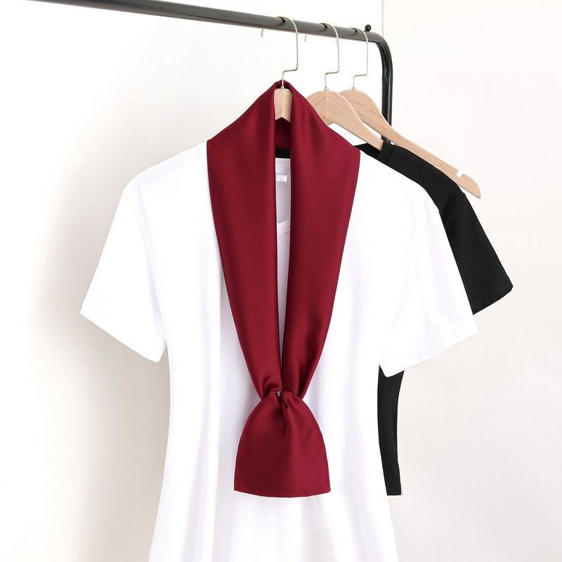 咖秋(kaqiu)女士领带丝巾女纯中国红大红色小长条方巾春秋夏季搭配