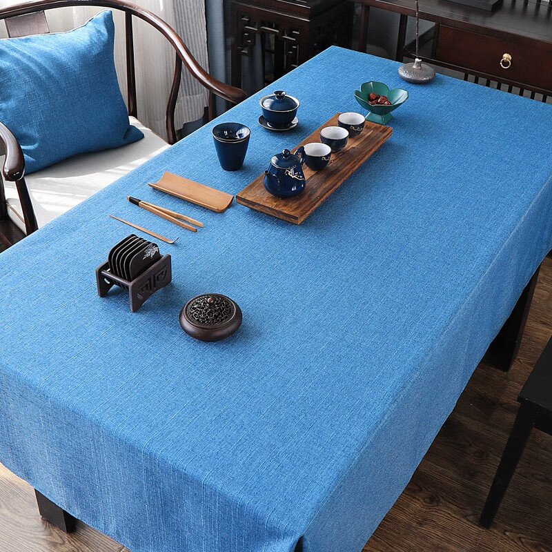 乐唯仕 新中式茶桌布棉麻茶台布禅意纯色书法会议桌布