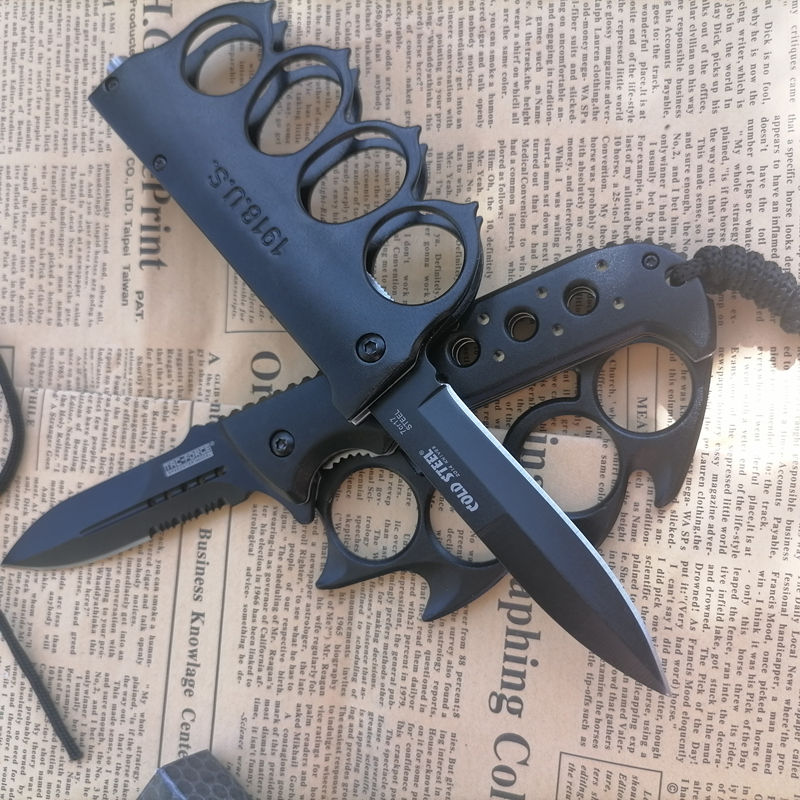 萌仕伴指虎刀拳折叠四指自卫防身用品户外具随身小瑞士摩瑞迪 加厚单