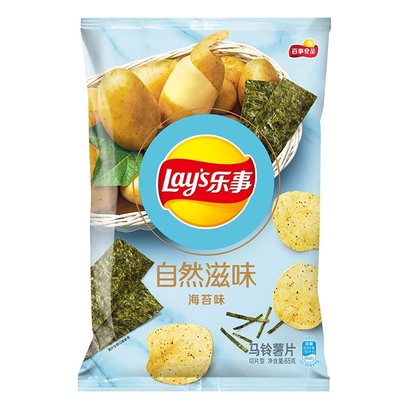 Lay's 乐事 自然滋味小清新薯片65克网红零食休闲食品 海苔味