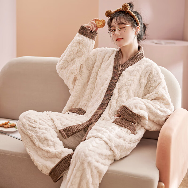 婧麒（JOYNCLEON）月子服秋冬季珊瑚绒居家服套装怀孕期家具外出 杏色Jyz100601 L码属于什么档次？