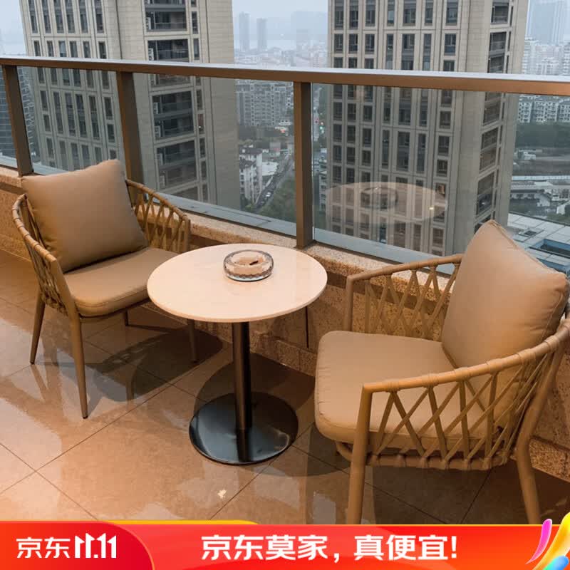 北欧户外桌椅别墅阳光房藤编桌椅室外家具庭院花园露台休闲桌椅 2椅+60CM圆桌怎么看?