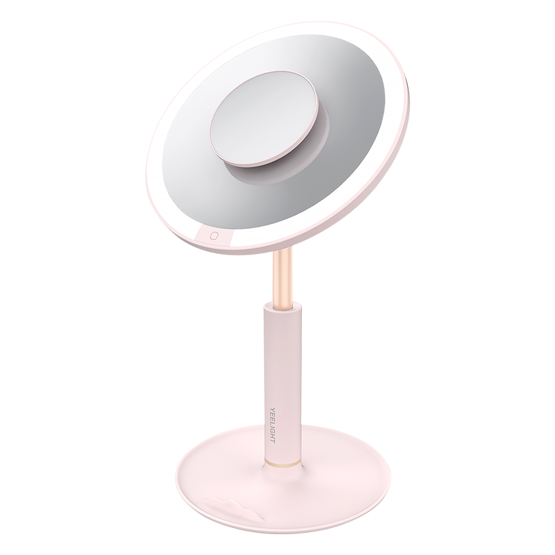 Yeelight易来 化妆镜台式led灯夜灯 无极调光长续航无线 智能美妆镜梳妆台网红美妆ins风生日创意礼物 樱花粉