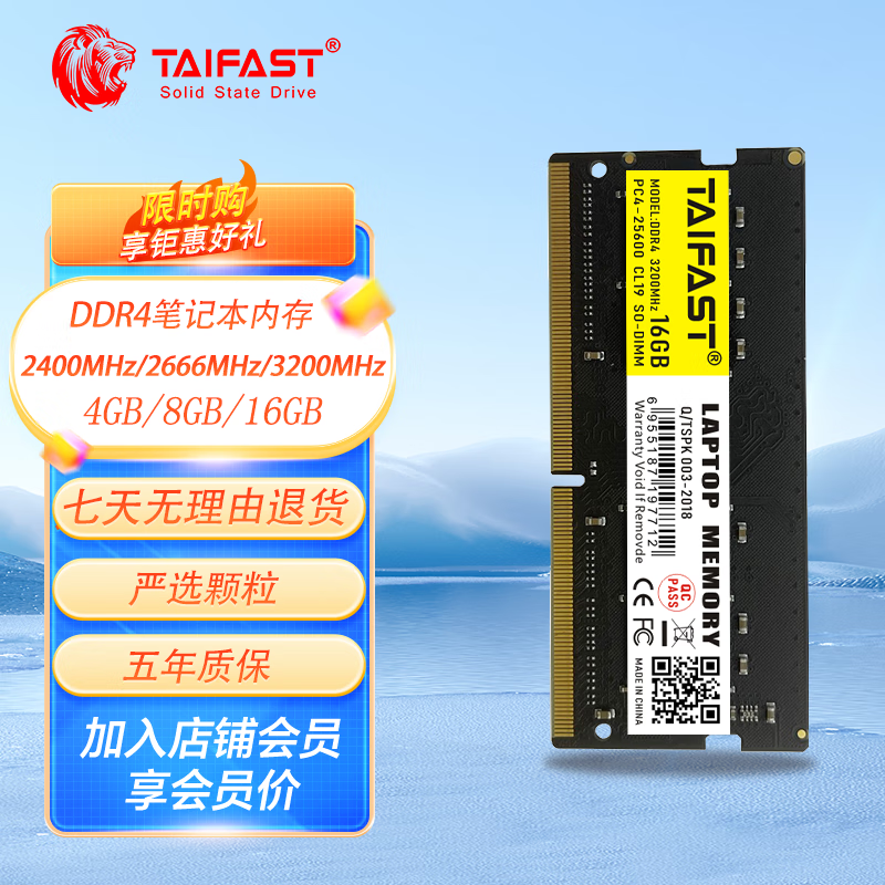 TAIFAST台速（TAIFAST）DDR4 2666 3200笔记本内存条 DDR4 2666 【笔记本】 4GB 1条