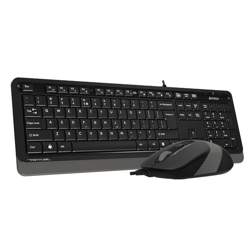双飞燕（A4TECH）F1010 飞时代 键鼠套装 有线键盘鼠标套装 笔记本电脑办公外接薄膜鼠标键盘套装 遂空灰
