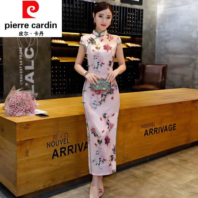 皮尔卡丹（pierre cardin）长款改良旗袍新款2023年轻款少女复古气质感走秀款连衣裙夏季优雅 9368牡丹 XXXL怎么样,好用不?