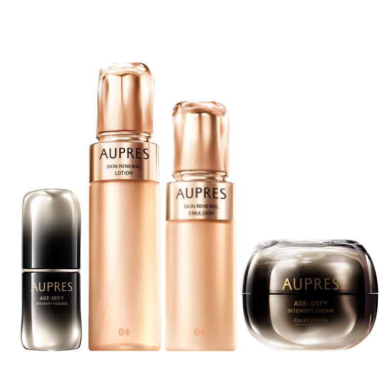 欧珀莱（AUPRES）元旦礼物淡纹抗皱紧致保湿 臻源凝时精华护肤品套装 含替换 滋润型水乳+面霜+精华50ml 4件套