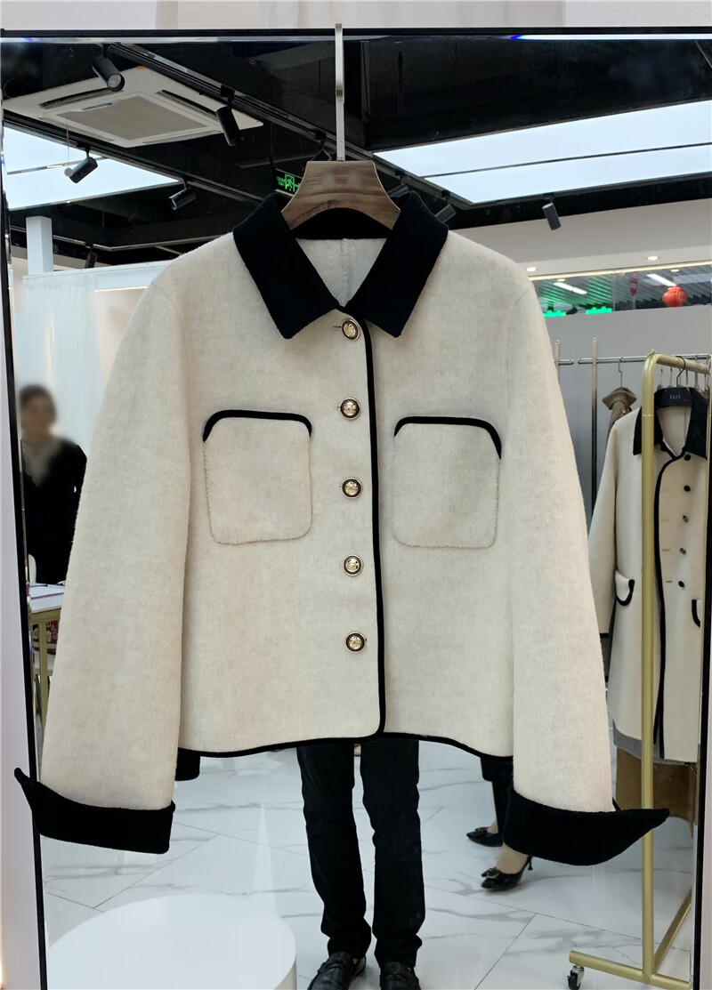 歌鹏双面羊绒大衣女短款正肩小香风双面羊绒大衣女短款秋冬羊毛呢外