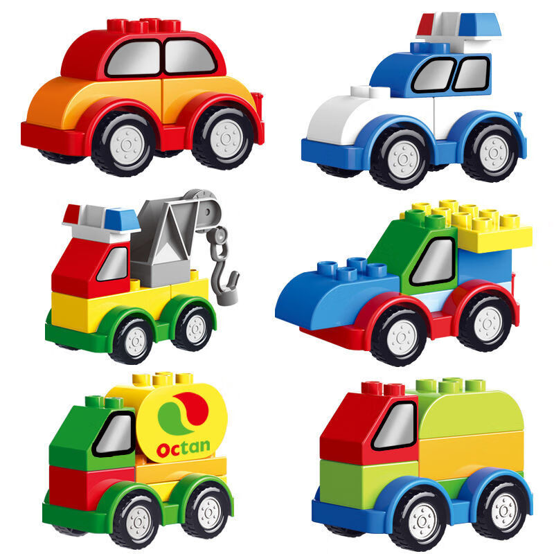 儿童拼图 4-12岁 车类 儿童大颗粒工程救援警察组装3汽车6拼装玩具 高品质彩盒6只小车