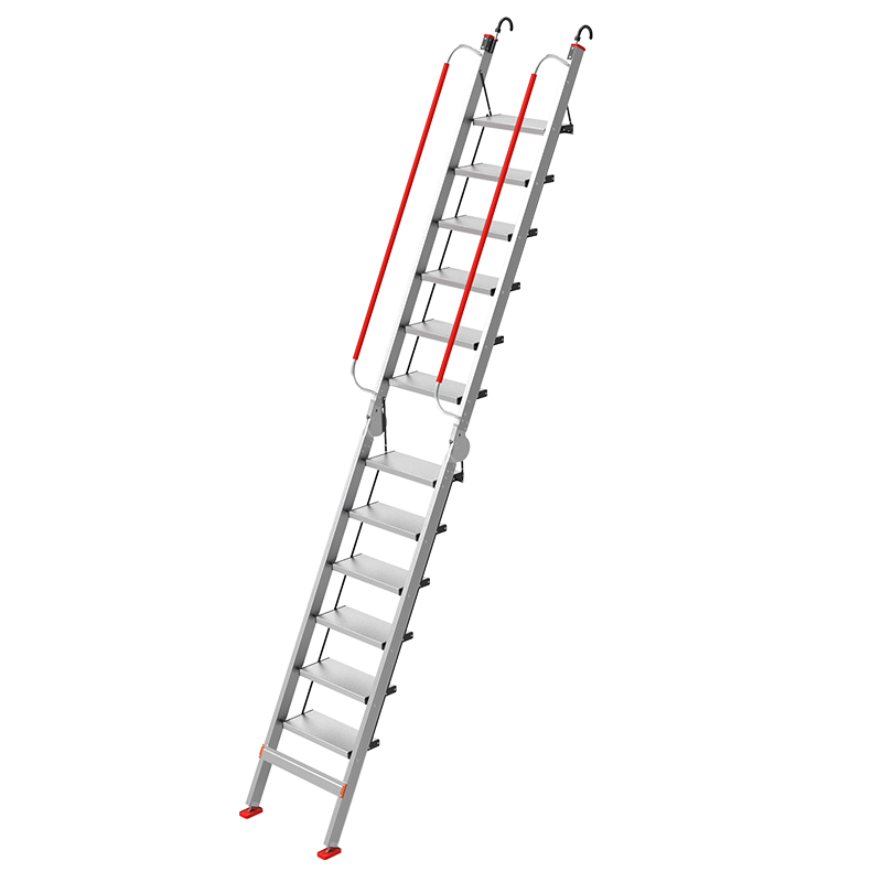 创硕 梯子家用铝合金折叠阁楼梯室内扶手梯加厚工程梯移动便携式爬楼梯复式室梯 【月光银十二步梯】