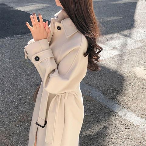 嘉兴双面呢大衣女-白色 【颜色偏灰,加厚】 嘉兴双面呢大衣女-s